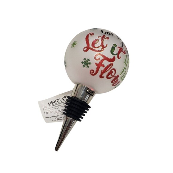 NEW Light Up Christmas Wine Stopper, "Let it Flow Let it Flow Let it Flow" - Picture 1 of 4